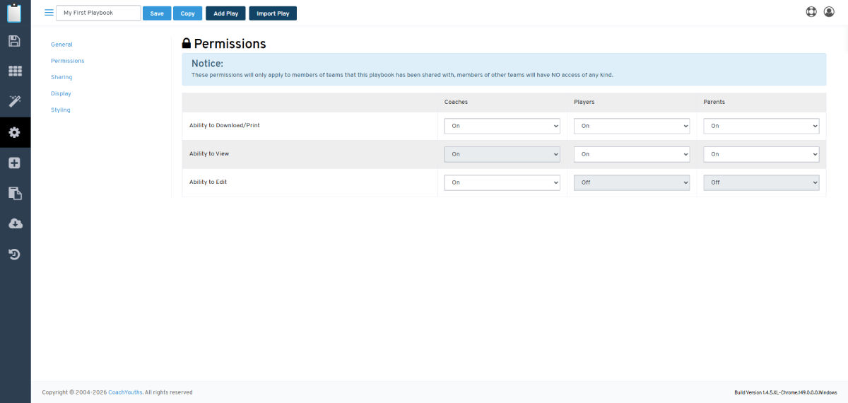 Playbook Settings - Permissions