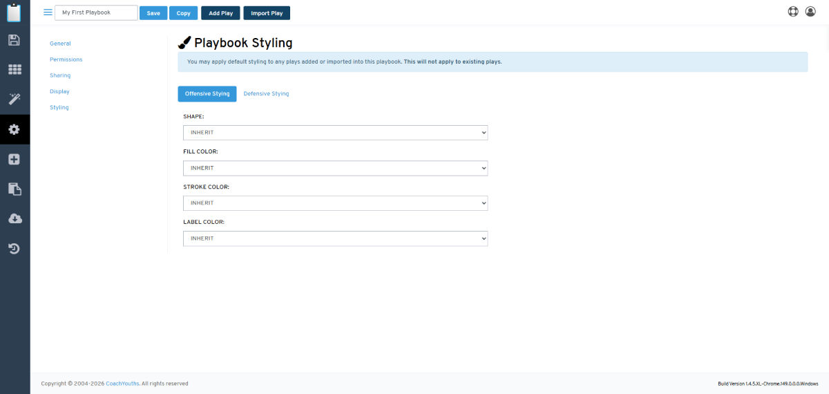 Playbook Settings - Styling