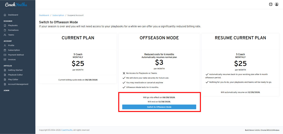 Suspend Account: Step 3 - Review Changes