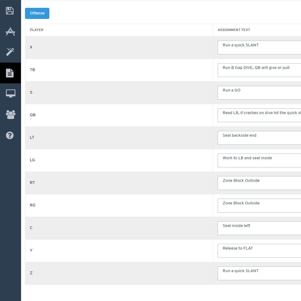 Player Assignment Text - Provide Detailed Instructions