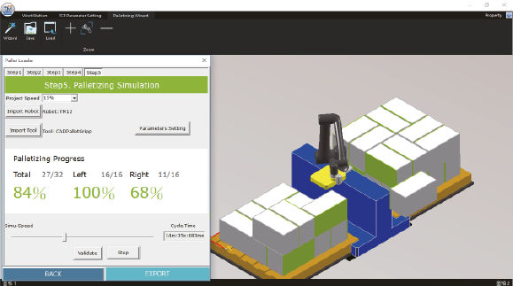simulacion paletizado con cobots
