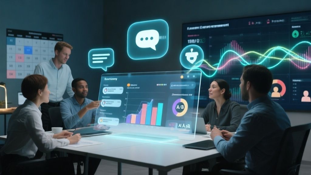 un gráfico que ilustra el proceso de feedback para la mejora de contenidos