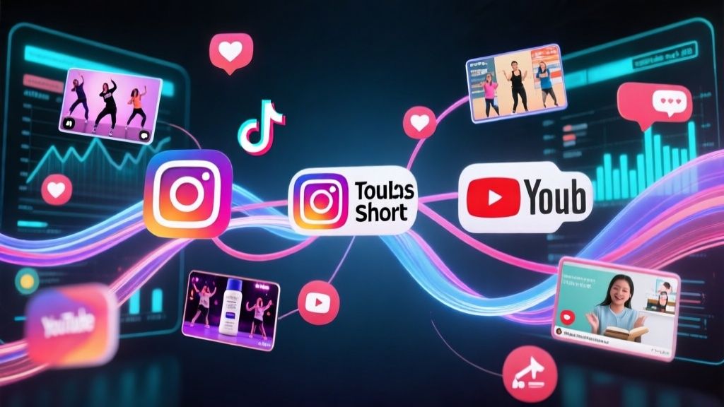 Comparativa de contenido en plataformas de video como TikTok, Instagram Reels y YouTube Shorts