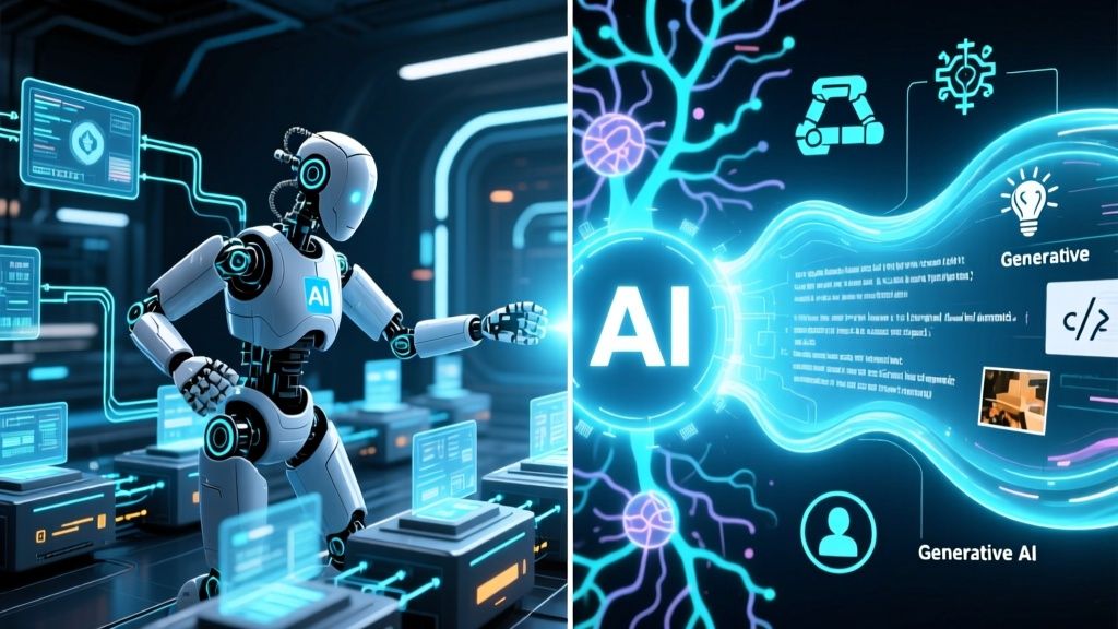 Comparativa agentes IA y IA tradicional en automatización y creación de contenido