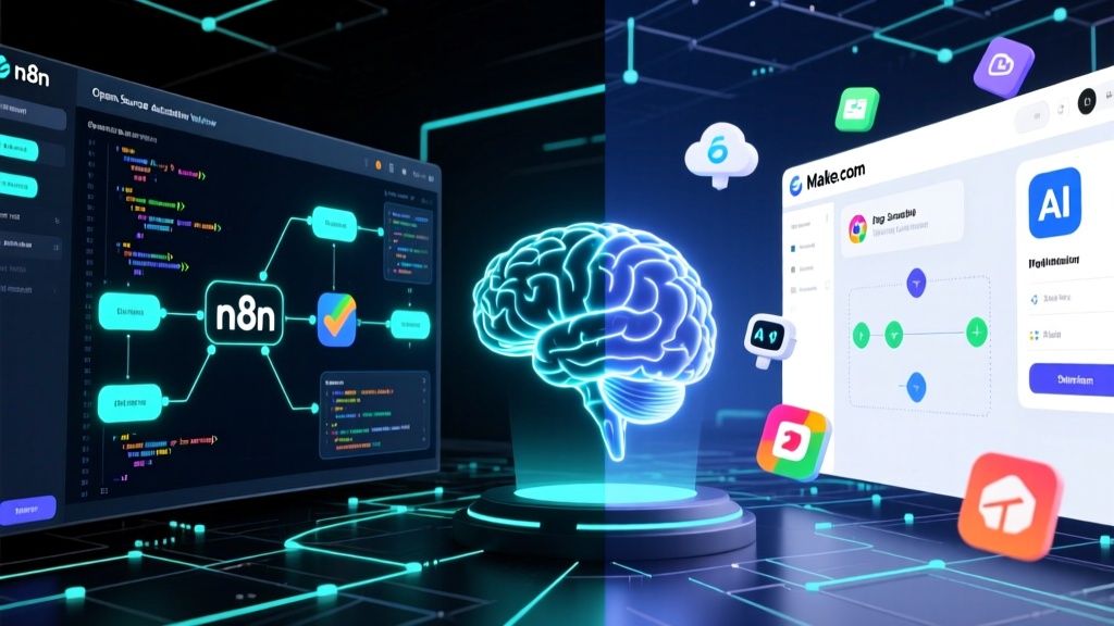 Comparativa de n8n y Make.com para automatización de procesos en 2025