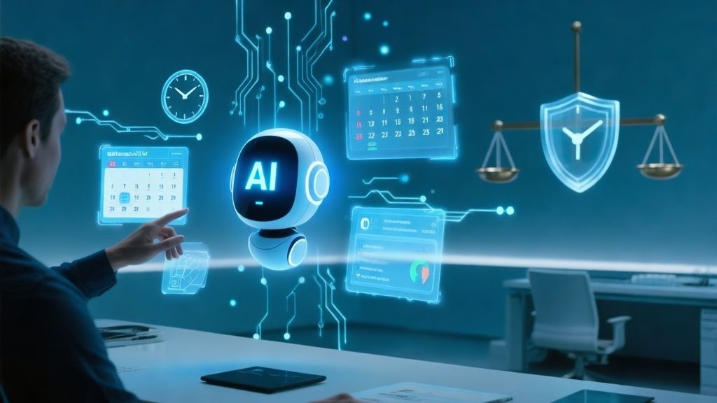 Asistente virtual trabajando en la optimización de tareas diarias