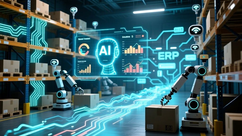 Gráfico que representa la automatización y predicción en la gestión de inventarios utilizando inteligencia artificial