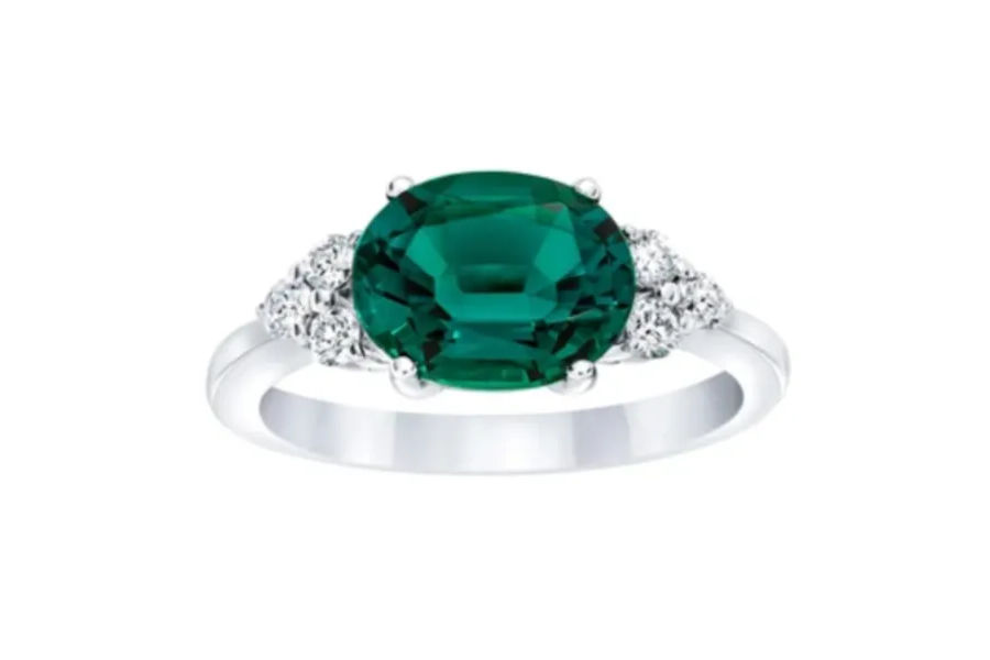 에메랄드 반지 LAB EMERALD/14K WG DIA 0.23CTW/VS2/HI