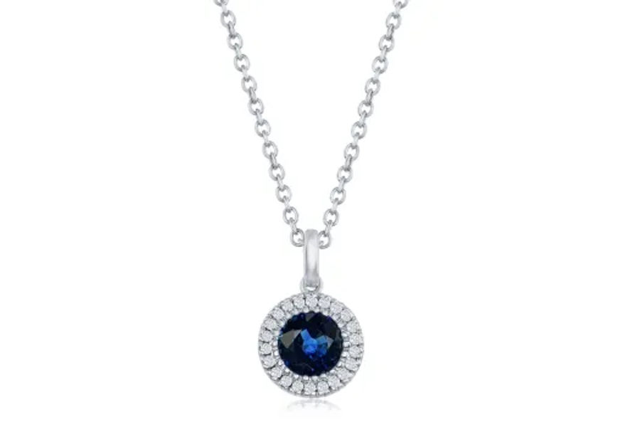 블루사파이어 목걸이 BLUE SAPPHIRE PENDANT DIA 0.06CTW 18K WG