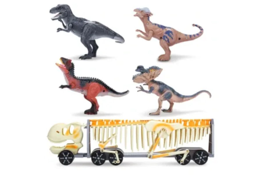 공룡 화물 트럭과 피규어 4개 세트