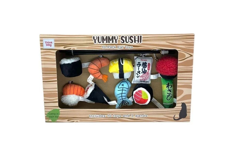 THINK CAT 고양이용 장난감 낚시대 + 스시장난감