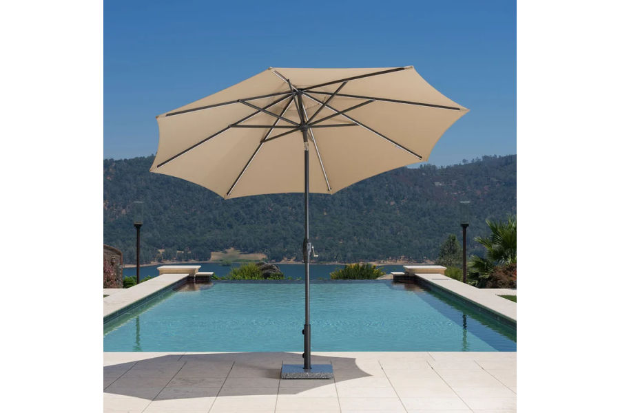 선빌라 LED 야외용 우산, 지름 2.9m, 베이지