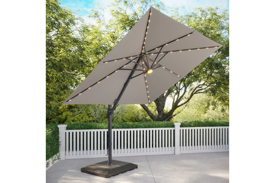 앳레저 LED 캔틸레버 사각 우산, 지름 3.0m,베이지