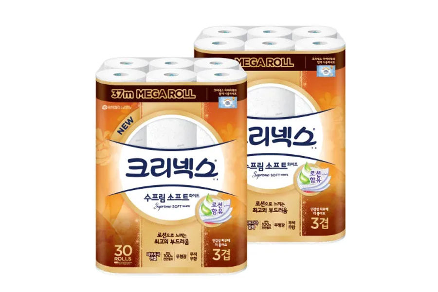 크리넥스 수프림 소프트 3겹 37M X 30롤 천연펄프