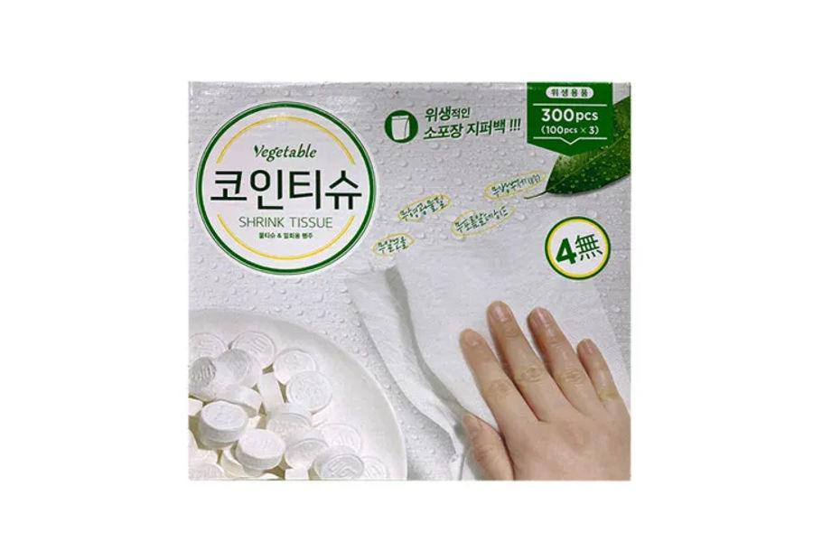 베지터블 코인 압축 티슈 300PK (23CM X 23CM)