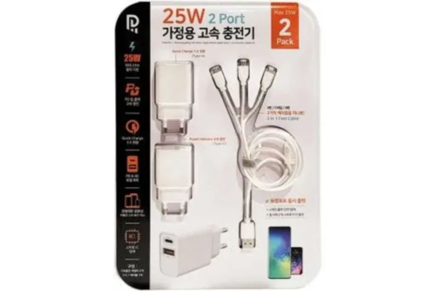 PLUSMORE 고속충전포트 2개 3 IN 1 케이블 1개