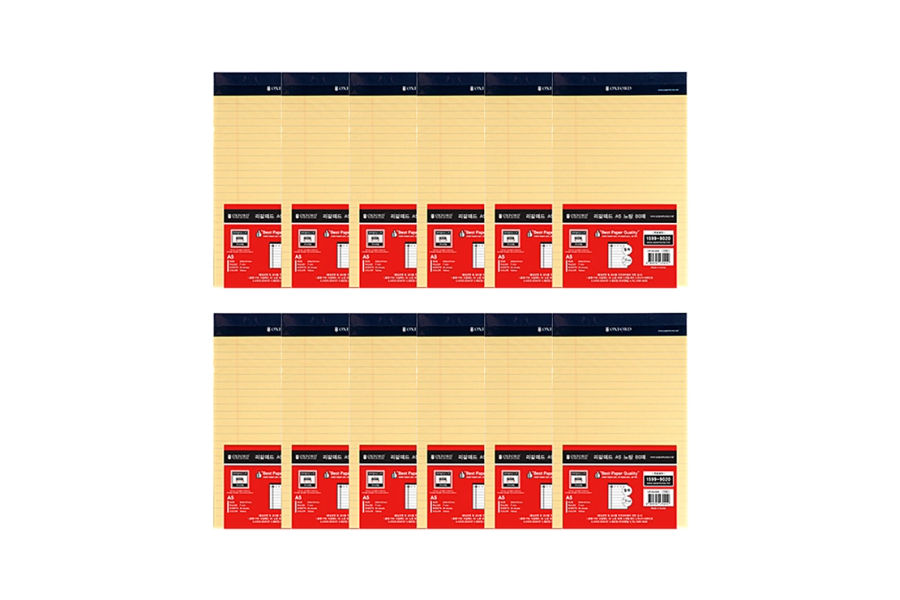옥스포드 리갈패드 A5 노랑 80매 12권팩