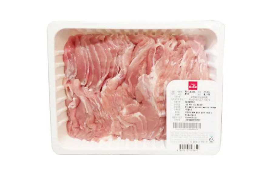 부위명: 뒷다리살 불고기용 / 2.5KG 원산지: 국산냉장돈육