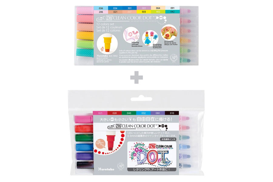 지그 클린 컬러 닷 18색 마카펜 세트