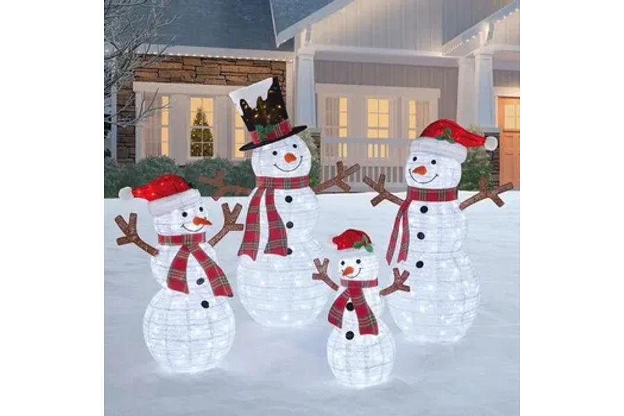 크리스마스 장식 LED 스노우맨 가족 4개/1세트