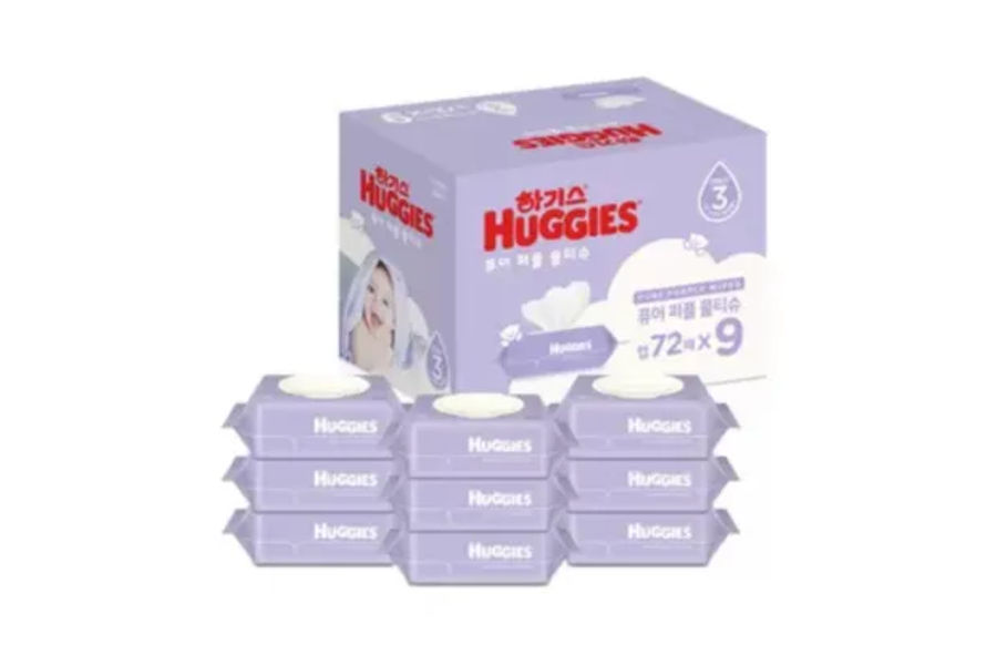 HUGGISE 하기스 퓨어 물티슈 72매X 9팩 (캡형)