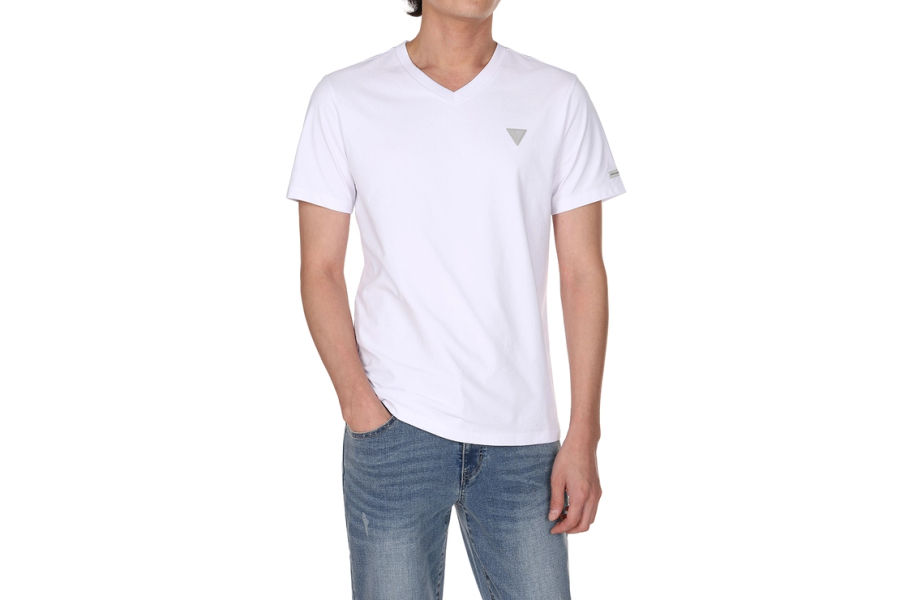 게스남성 반소매 브이넥 티셔츠