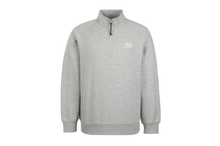 휠라 남성 부클자수 1/4 집업 스웨트셔츠