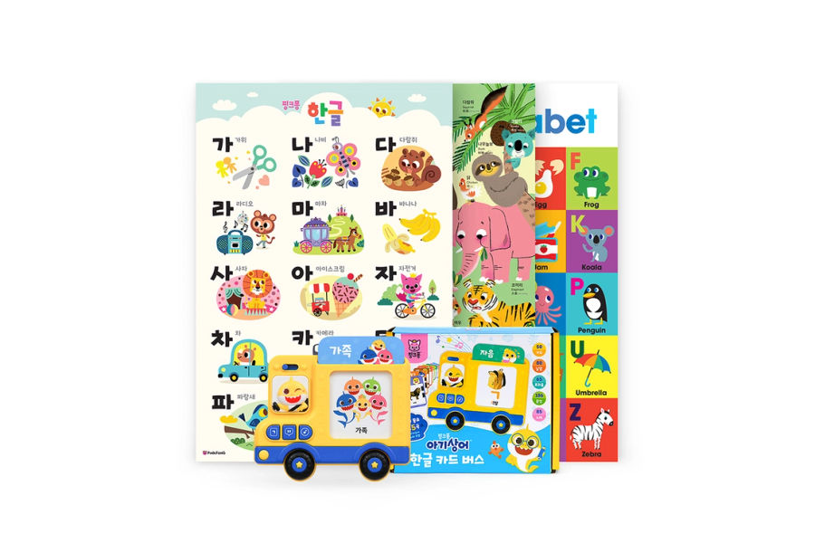 핑크퐁 아기상어 한글 카드 버스 & 벽그림 세트