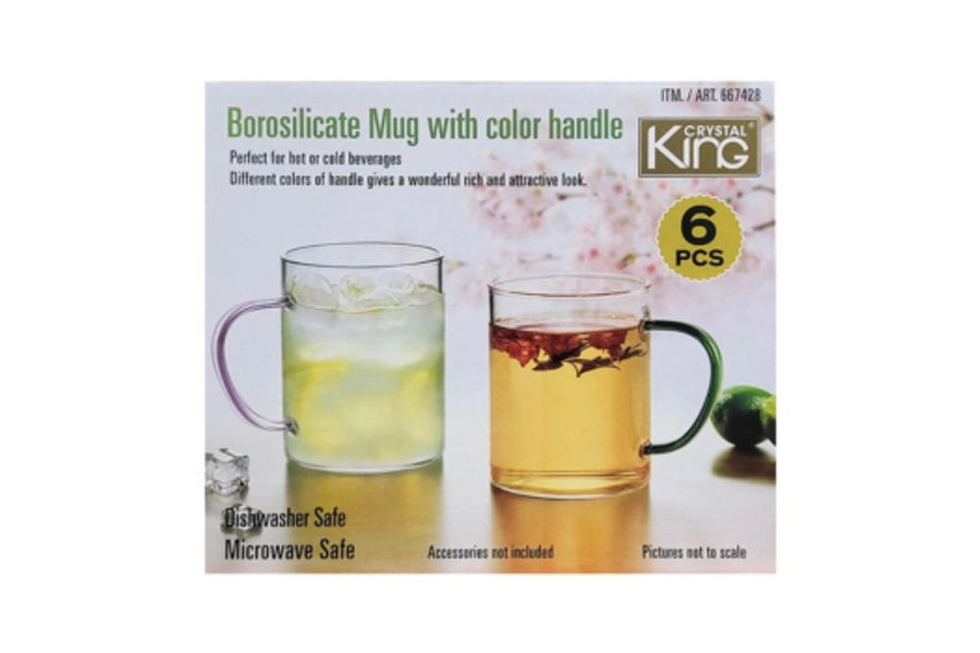KING CRYSTAL 컬러핸들 머그 410ML 6P