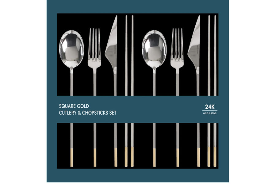 골든벨 골드팁 스퀘어 커틀러리 2인조 8P