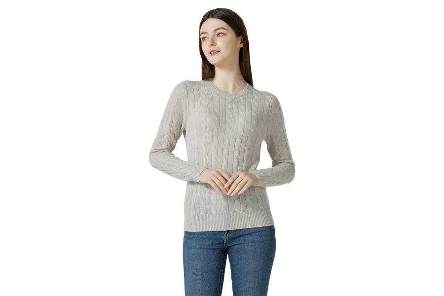 리디아 바인 여성 캐시미어 100% 케이블 니트