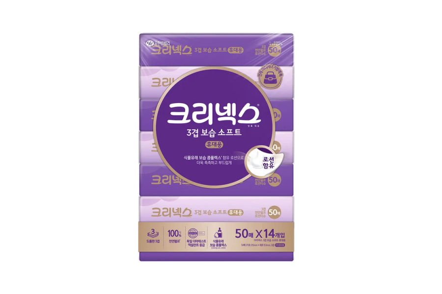크리넥스 보습소프트 3겹 휴대용 티슈 50매 x 14