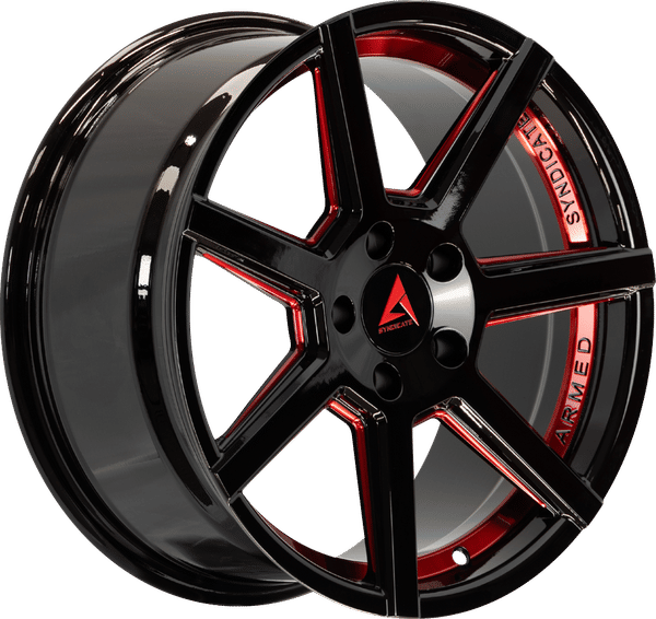 Armed Syndicate Assassin – 17x8 – 5x113 – Gloss Black + Red Wheel