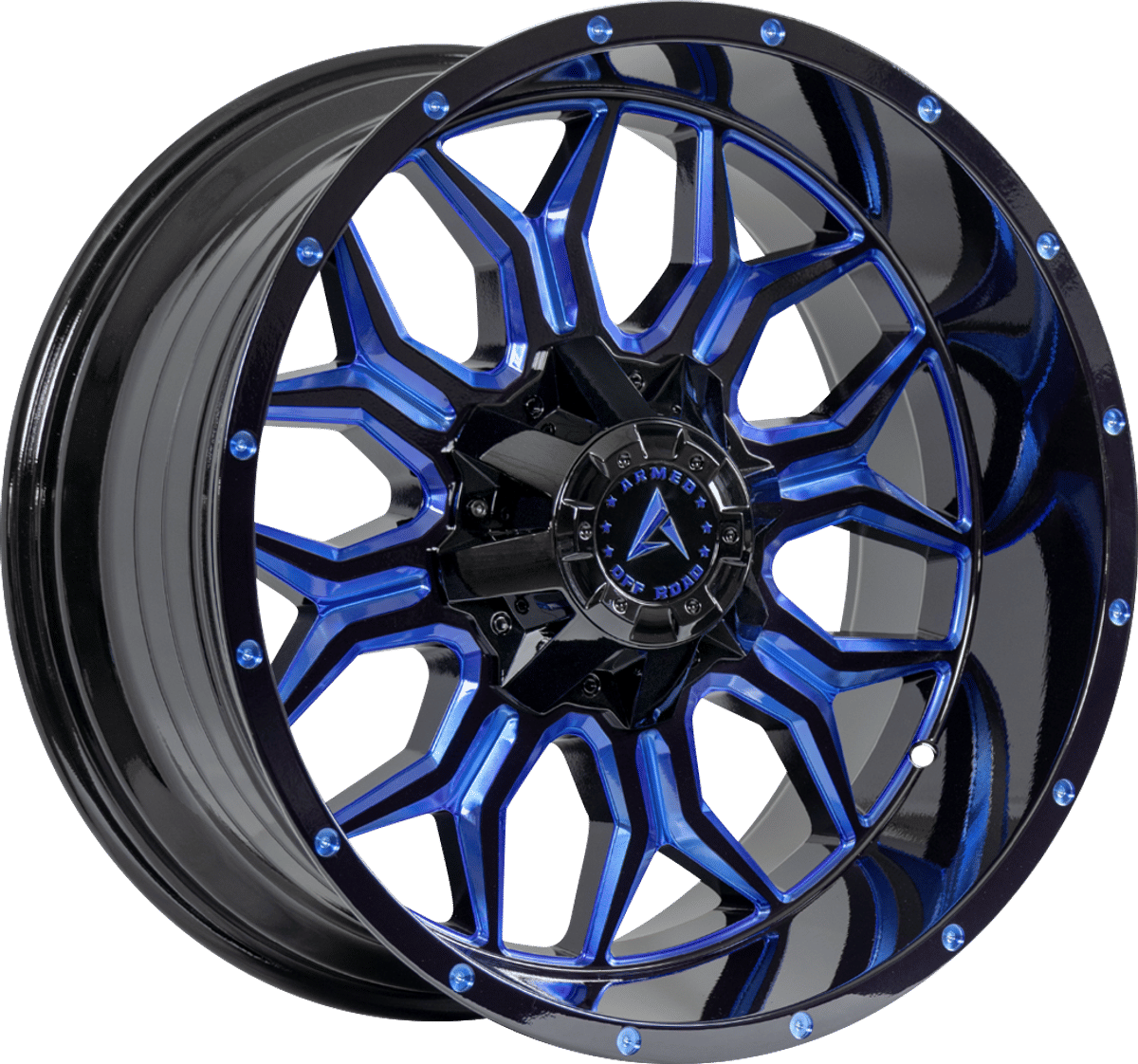 Armed Off-Road Infantry – 20x12 – 5x127/5x139.7 – Gloss Black Blue Milled Wheel