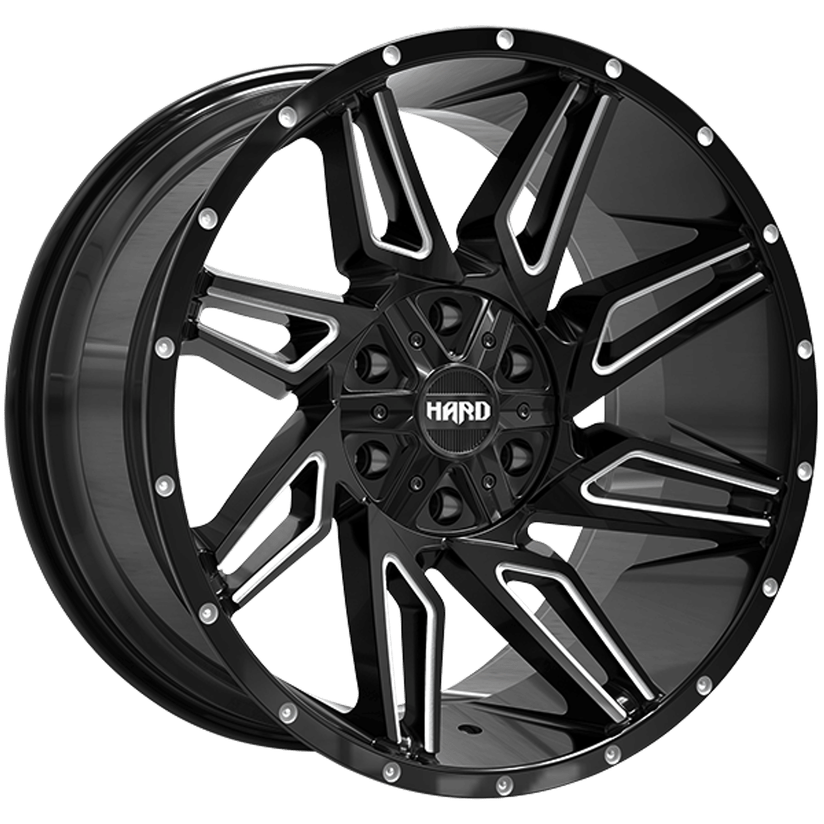 Ruffino Hard Voodoo – 20x10 – 6x135/6x139.7 – Gloss Black - Milled Edge Roue