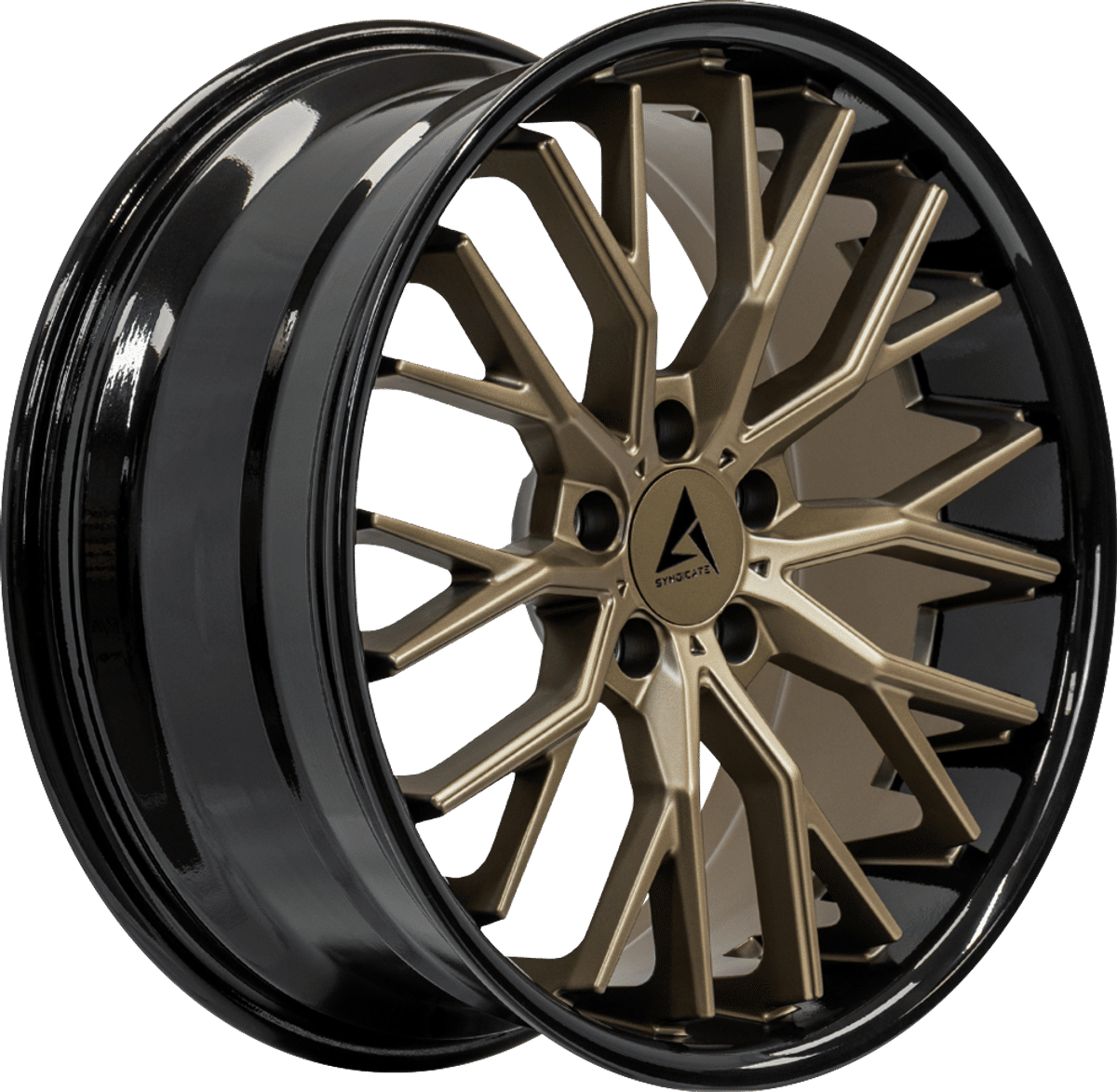 Armed Syndicate Shank – 19x9.5 – 5x120 – Matte Bronze Face + Gloss Black Lip Wheel