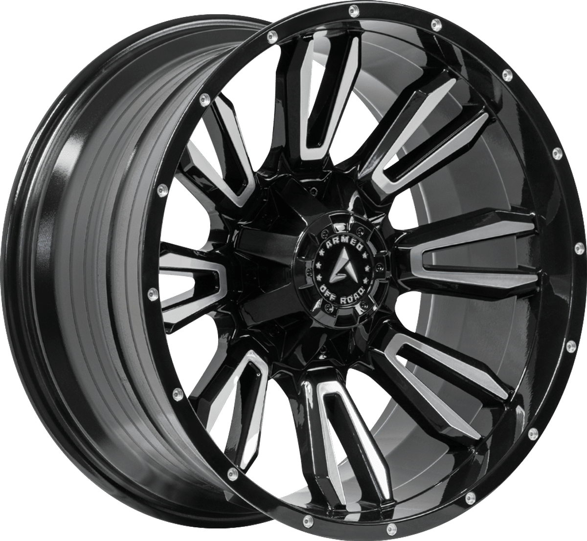 Armed Off-Road Dagger – 20x10 – 8x170 – Gloss Black Machined Face Wheel