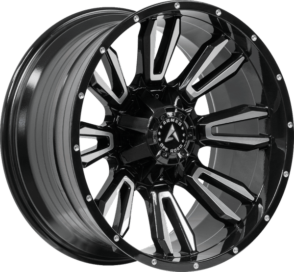 Armed Off-Road Dagger – 22x10 – 5x139.7/5x150 – Gloss Black Machined Face Wheel