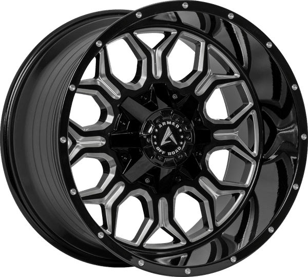 Armed Off-Road Infantry – 20x10 – 5x139.7/5x150 – Gloss Black Milled Wheel
