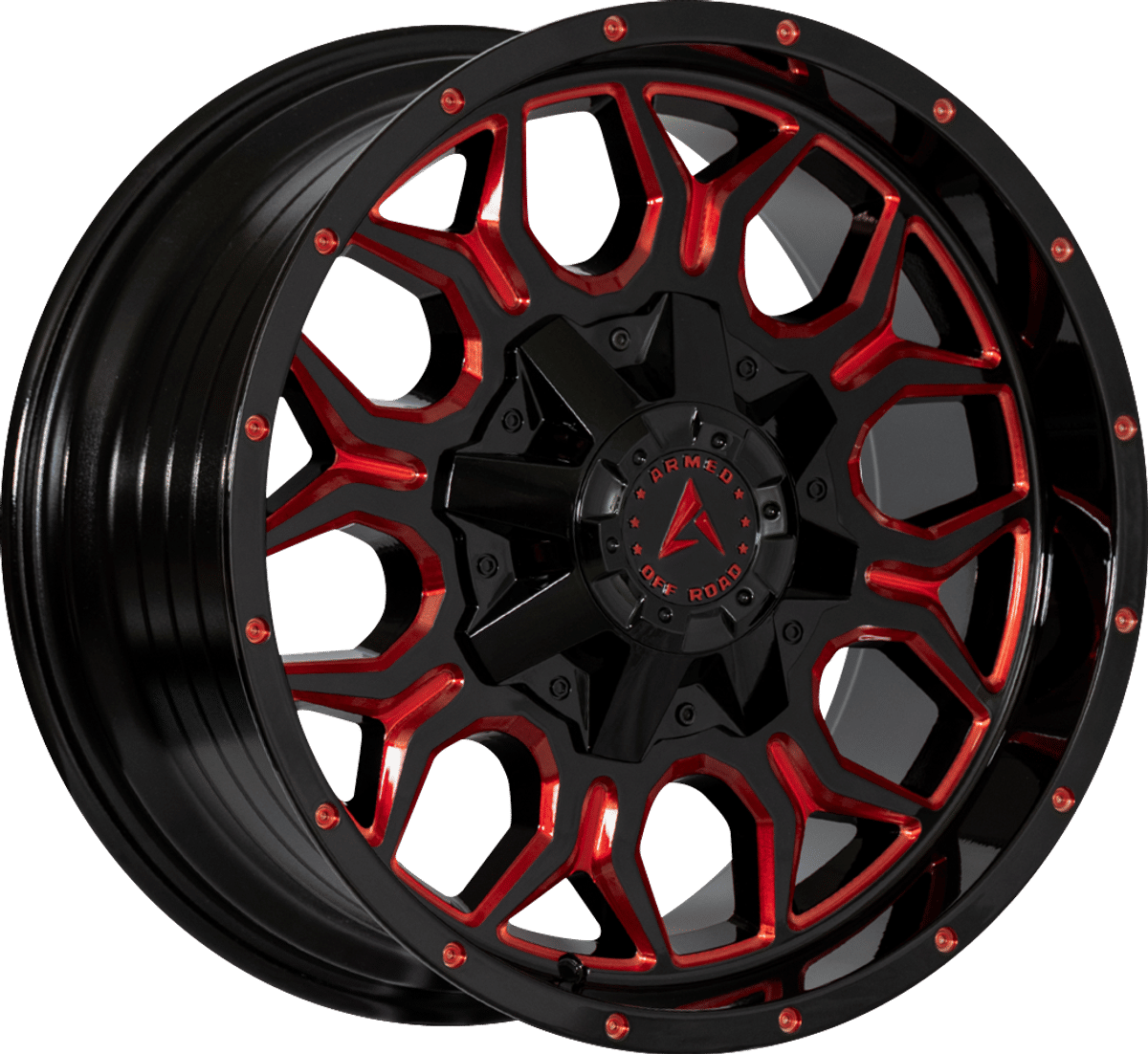Armed Off-Road Infantry – 20x12 – 6x135/6x139.7 – Gloss Black Red Milled Wheel