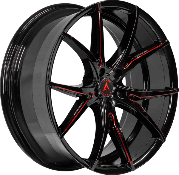 Armed Street Strike – 20x10 – 5x113 – Gloss Black + Red Milled Spokes Wheel