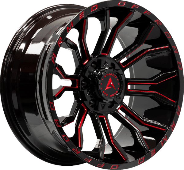 Armed Off-Road Havoc – 24x12 – 5x127/5x139.7 – Gloss Black Milled + Red Wheel