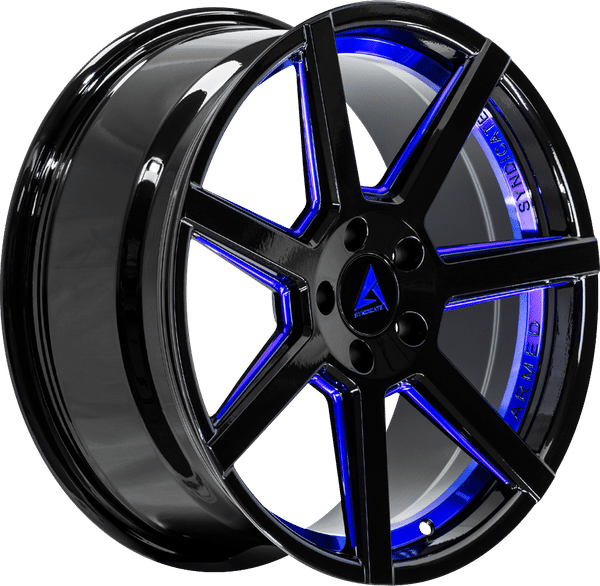 Armed Syndicate Assassin – 18x8 – 5x109 – Gloss Black + Blue Wheel