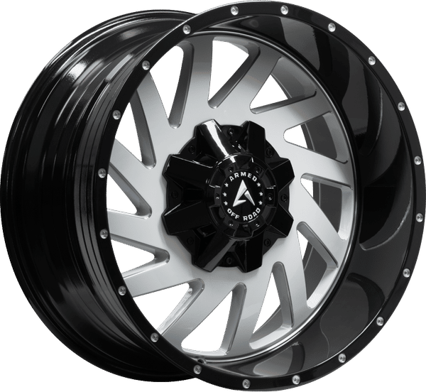 Armed Off-Road Aggressor – 20x10 – 8x165.1/8x170 – Gloss White Milled Black Lip Wheel