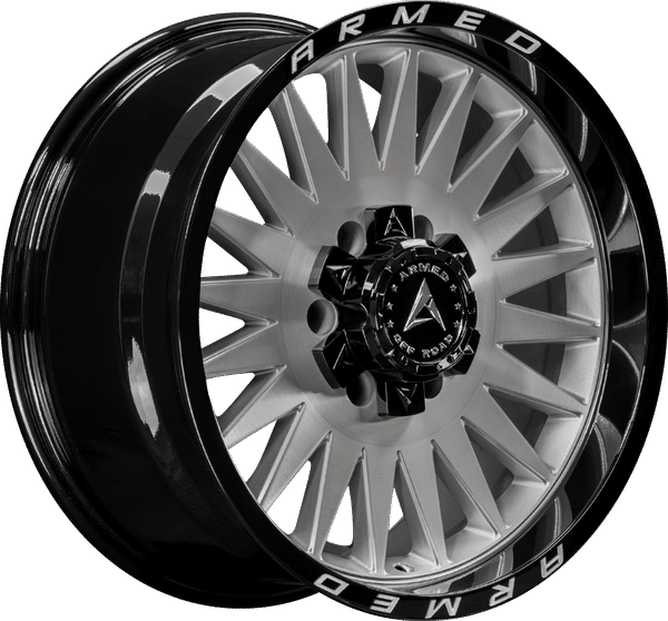Armed Off-Road Hostile – 18x9 – 5x127/5x139.7 – Gloss Silver Brushed Face/Black Lip + Armed Wheel