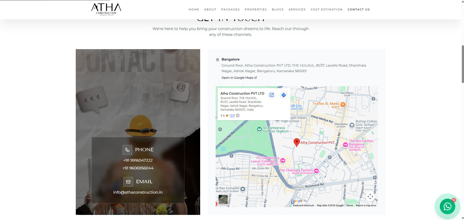 Atha Constructions screen 3