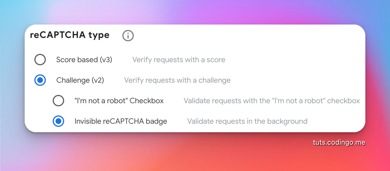 Create invisible reCAPTCHA keys