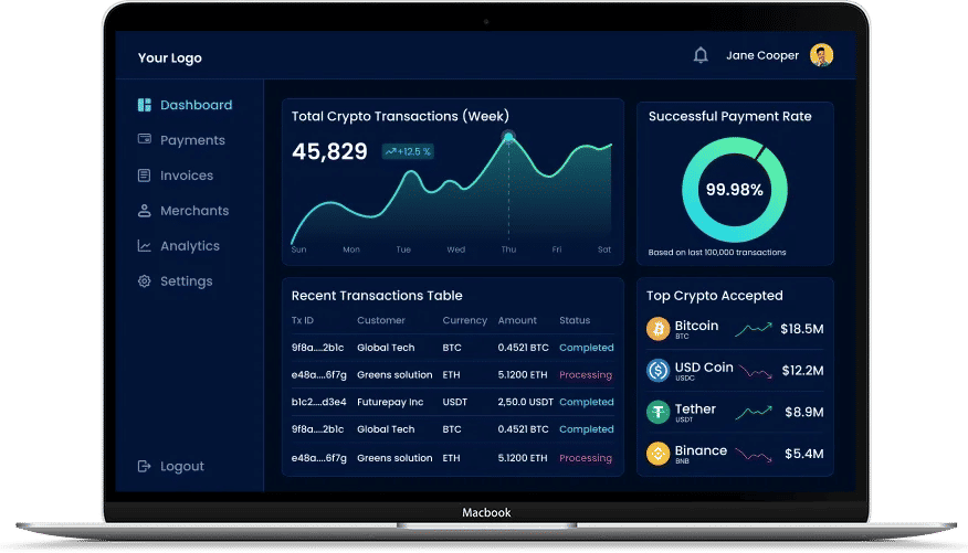 White Label Payment Gateway dashboard overview