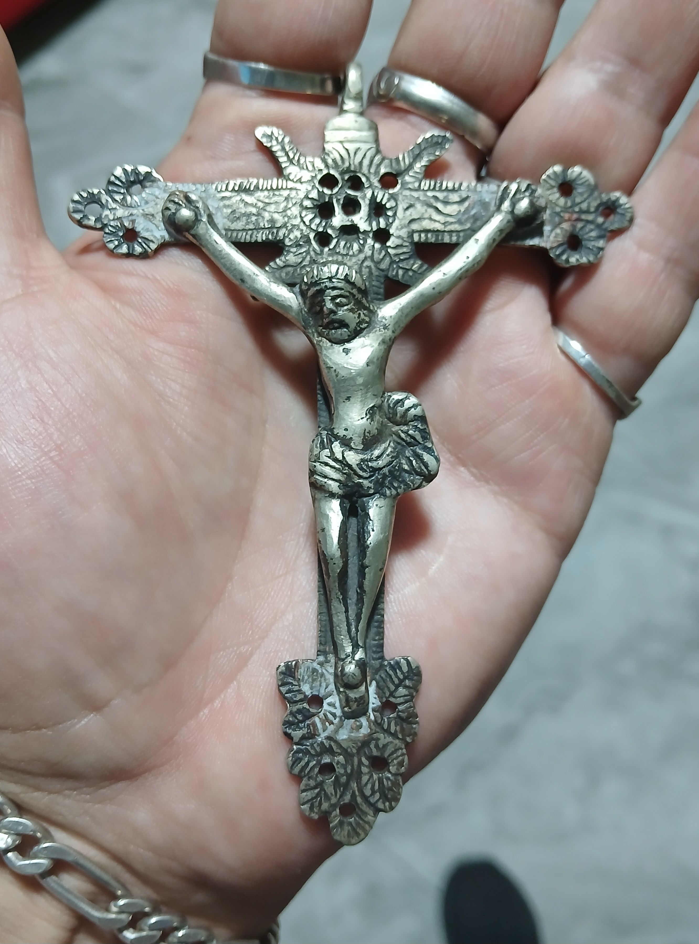 Cruz de Caravaca de plata colonial