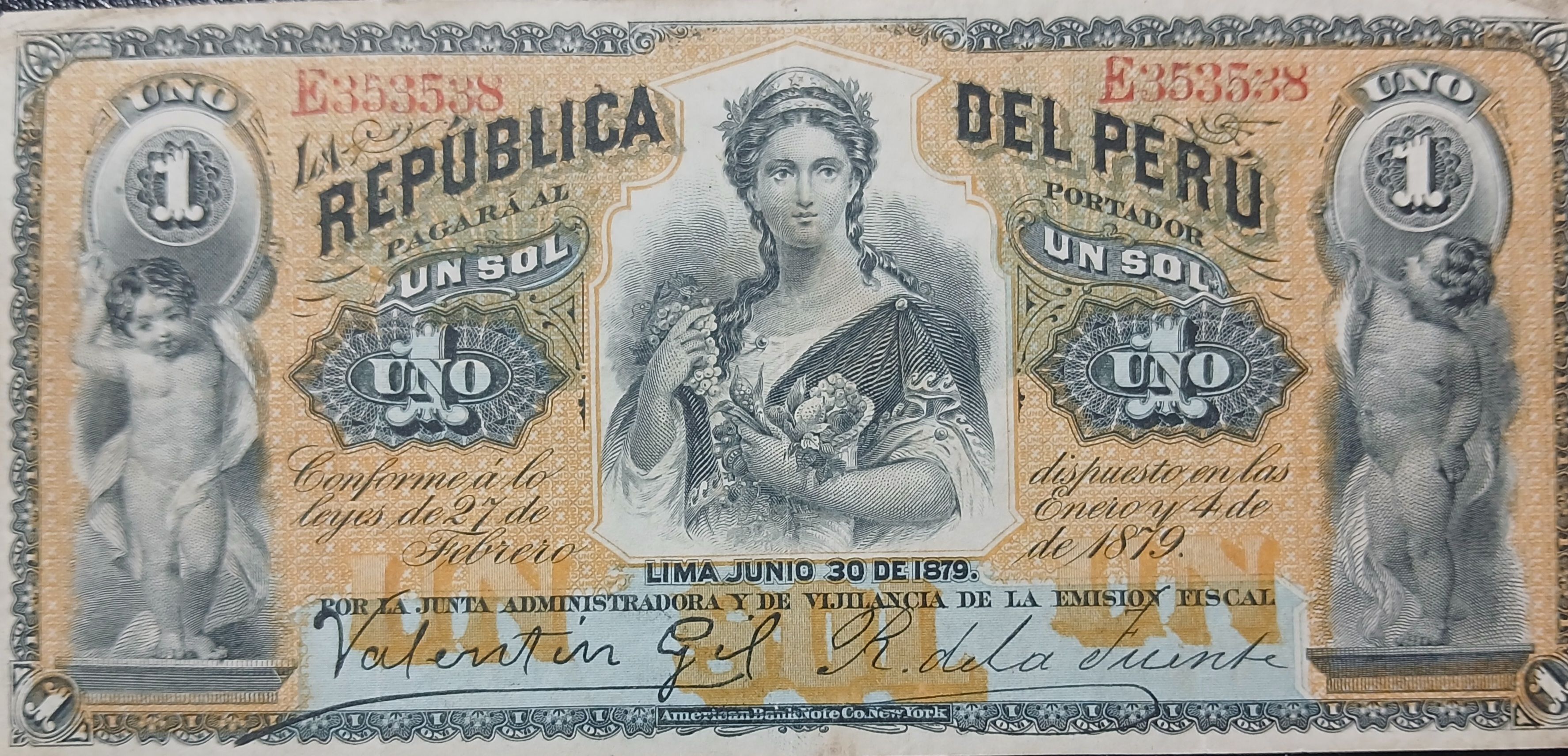 Billete un sol año 1879 Guerra del Pacífico